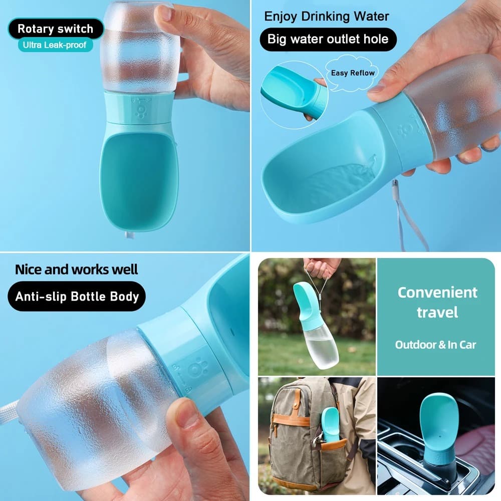 Portable Pet Water Bottle with Bowl
