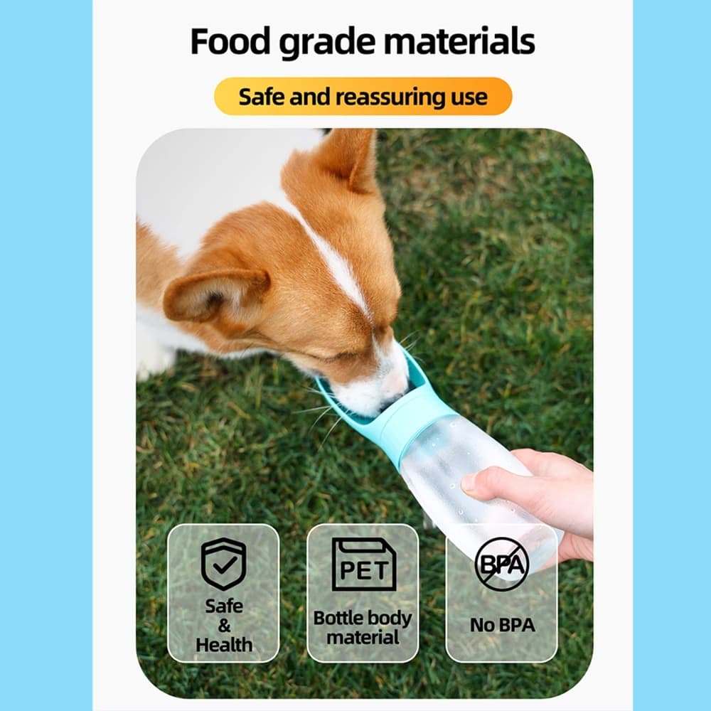 Portable Pet Water Bottle with Bowl
